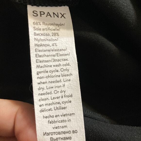 Spanx Women’s Perfect Sleeveless Flared Jumpsuit Sz M Black Wide Leg Stretch - Picture 10 of 11